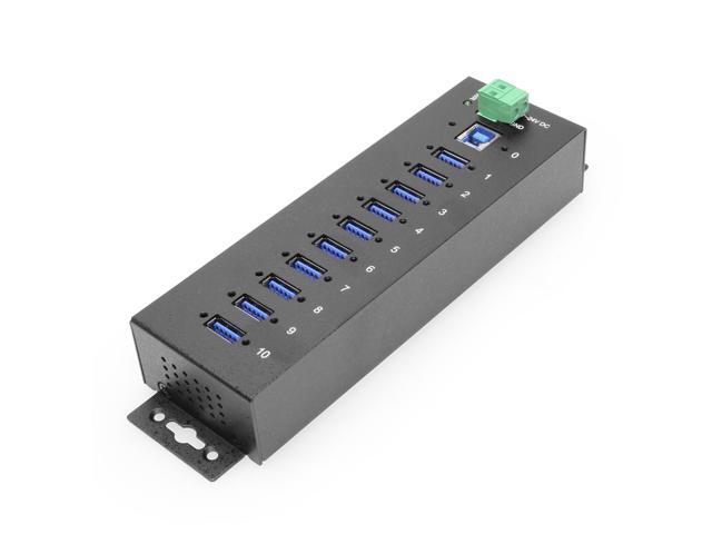 Coolgear 10 Port USB 3.2 Gen 1 Hub Surge Protection w/ Din Rail Mounting