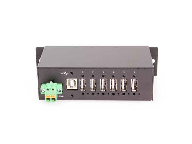 Coolgear 6 Port Managed USB 2.0 Hub with DIN-Rail Mount, Individual Port Control, and Surge Protection