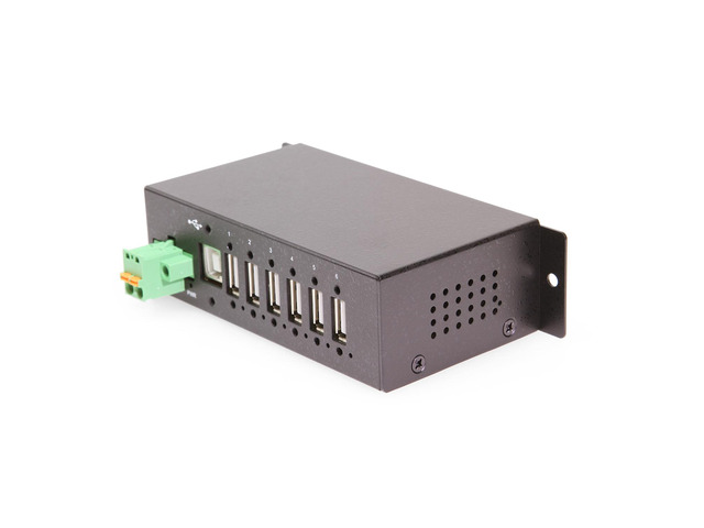 Coolgear 6 Port Managed USB 2.0 Hub with DIN-Rail Mount, Individual Port Control, and Surge Protection