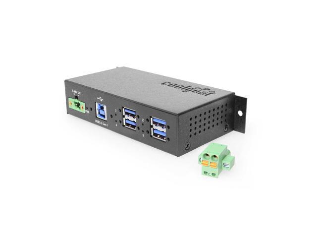 Coolgear 4-Port Industrial USB 3.0 Hub w/ 1.5Amp Output GL Chip DIN-Rail Mounting