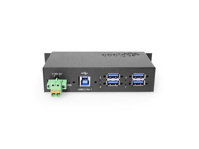 Coolgear 4-Port Industrial USB 3.0 Hub w/ 1.5Amp Output GL Chip DIN-Rail Mounting
