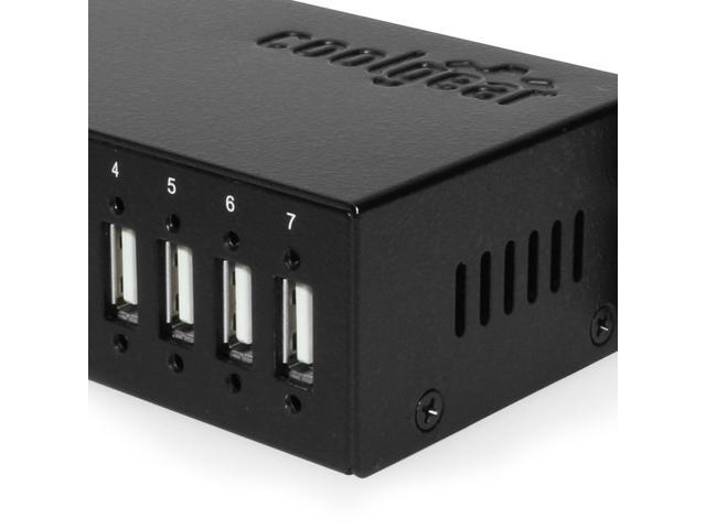 Coolgear USB 2.0 7-Port hub with surge protection Din rail mounting - NEC chip