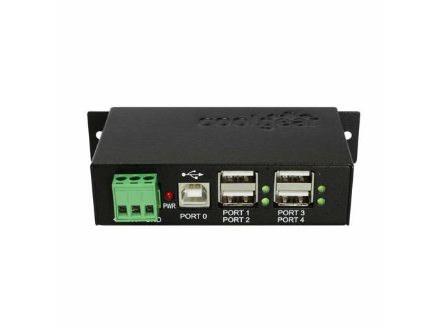 Coolgear Industrial 4 Port USB 2.0 Powered Hub with Power Adapter for PC-MAC