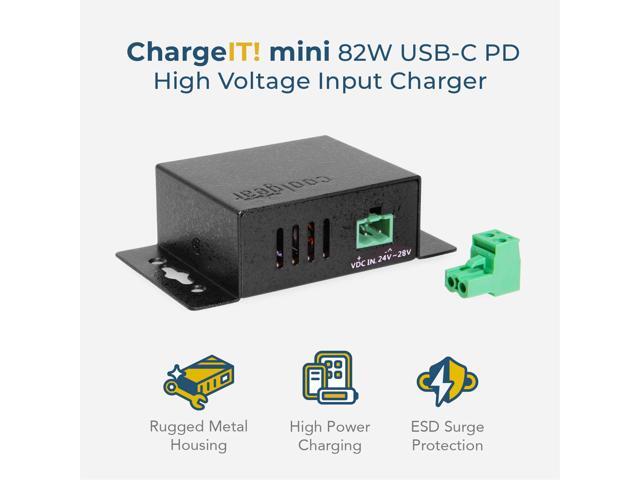 Coolgear ChargeIT Mini 82W USB-C PD Charger, 24-48V Wide Input Range, High-Speed Power Delivery with Advanced Safety Features