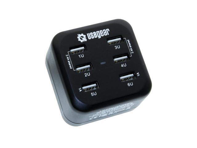 USBGear 6 Ports USB Charger up to 2.4A Travel Fast Charger
