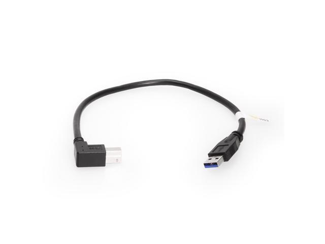 Coolgear 12 Inch (0.31m) USB 3.0 A to Left Angle B Male Cable, Black, 28/24AWG