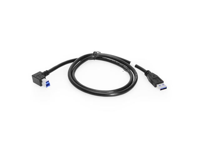 Coolgear 36 Inch (0.92m) USB 3.0 A to Left Angle B Male Cable, Black, 28/24AWG