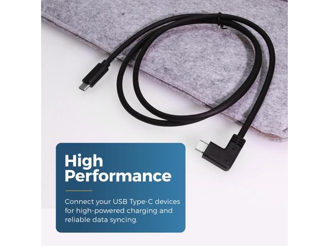 Coolgear 1m (3.2ft.) USB 3.2 Gen 2 Type-C to Right Angle Type-C Cable 5A 100W