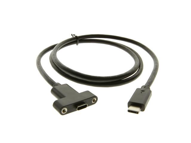Coolgear USB 3.2 Gen 2 Type-C Male to Female Panel Mount Extension Cable - 36 inch - 10Gbps - 3A Charging - Shielded