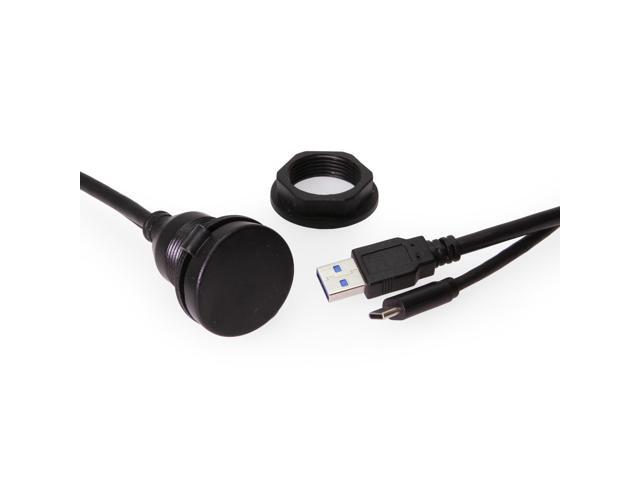 Coolgear 3ft. Panel Mount 1 USB-C 3.0 & 1 USB-A 3.0 Male to Female Extension Cable
