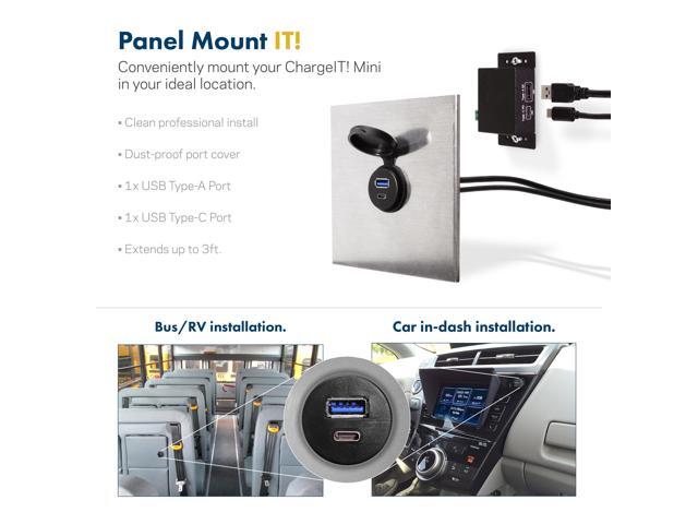 Coolgear 3ft. Panel Mount 1 USB-C 3.0 & 1 USB-A 3.0 Male to Female Extension Cable