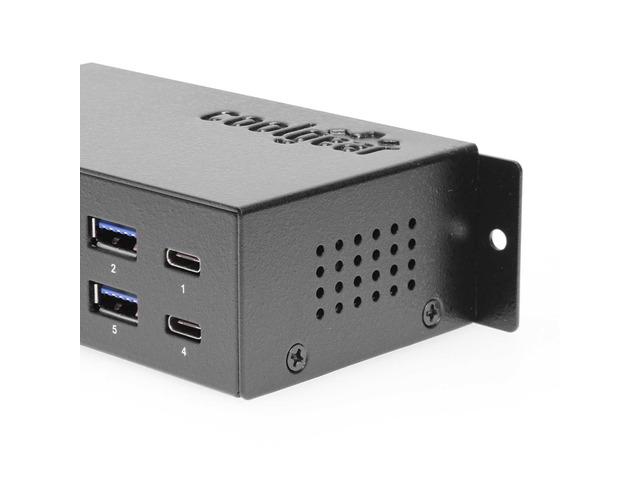 Coolgear USB-C 7 Port Hub 2X Type-C 5X Type-A - DIN Rail - Surge Protection