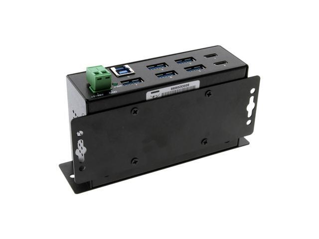 Coolgear USB-C 7 Port Hub 2X Type-C 5X Type-A - DIN Rail - Power Adapter