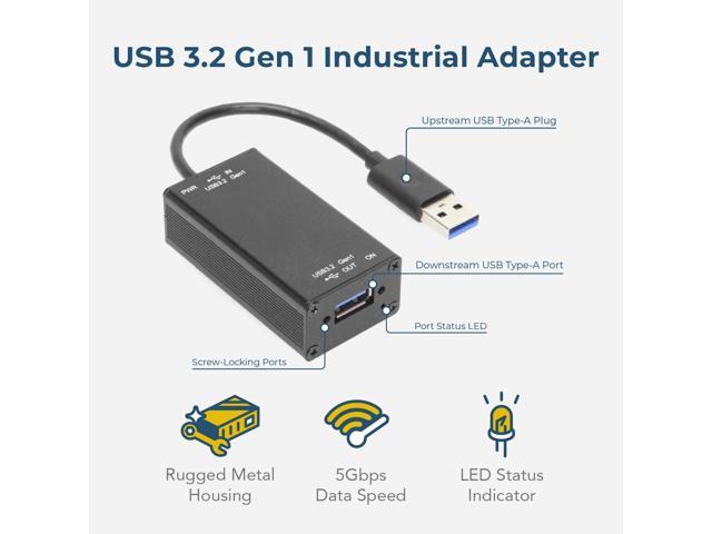 Coolgear Single Port Managed USB Adapter Power Control, 5Gbps Data Transfer, and Surge Protection