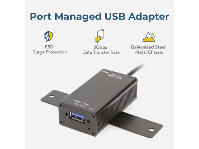 Coolgear Single Port Managed USB Adapter Power Control, 5Gbps Data Transfer, and Surge Protection