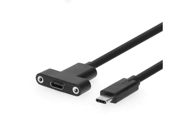 Coolgear USB 3.2 Gen 2 Type-C Male to Female Panel Mount Extension Cable - 20 inch - 10Gbps - 3A Charging - Shielded