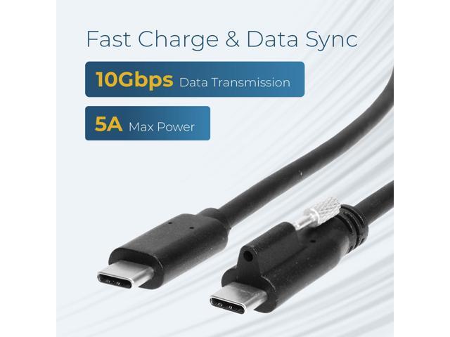 Coolgear 3ft. USB Single Screw Lock Type-C to C Male Cable 10GB Data 5A Power