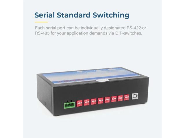 SerialGear 8 Port USB to Serial Adapter - RS-422 / RS-485 - Surface Mountable - Surge Protection