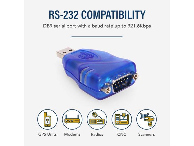 Coolgear USB RS232 Serial Adapter DB9 Male for Windows 7 (32/64 bit) Adapter Only