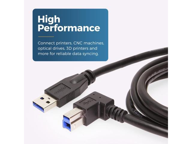 Coolgear 36 Inch (0.92m) USB 3.0 A to Left Angle B Male Cable, Black, 28/24AWG