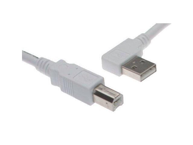 6FT Type-A Right Angle to B Straight High-Speed USB 2.0 White Cable