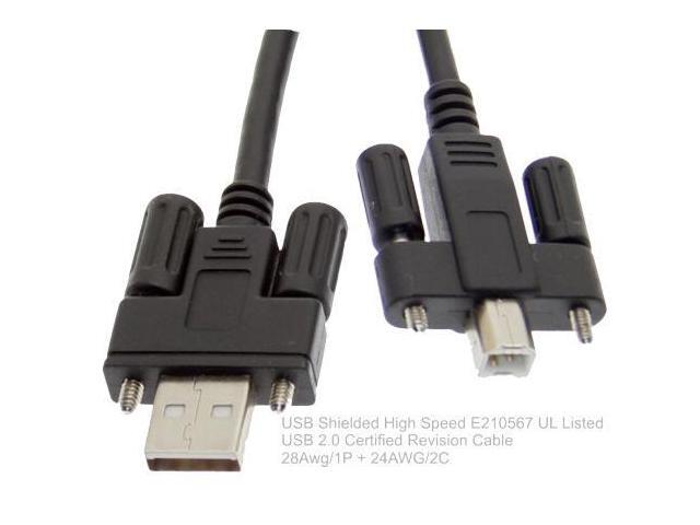 USBGear Screw Lock USB 2.0 Hi-Speed A to B Device Cable 6ft. Black