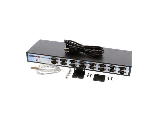 SerialGear 16 Port Rack Mountable RS-232 USB-to-Serial Adapter with Built in Power Supply