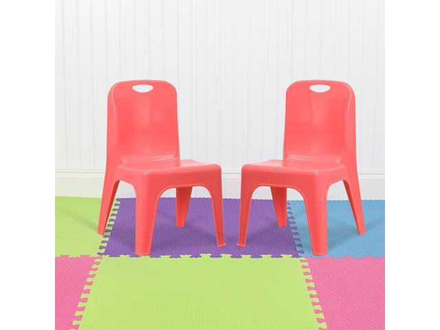 Photos - Chair Flash Furniture Red Plastic Stackable Kids School Classroom  with Car 
