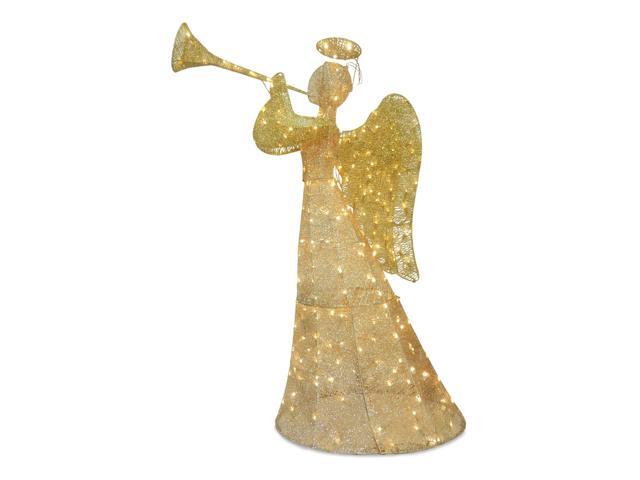 National Tree Company DF210004C 60' Champagne Angel Decoration - AC Powered - Warm White LED Lights - 18' x 33' x 60' - Champagne