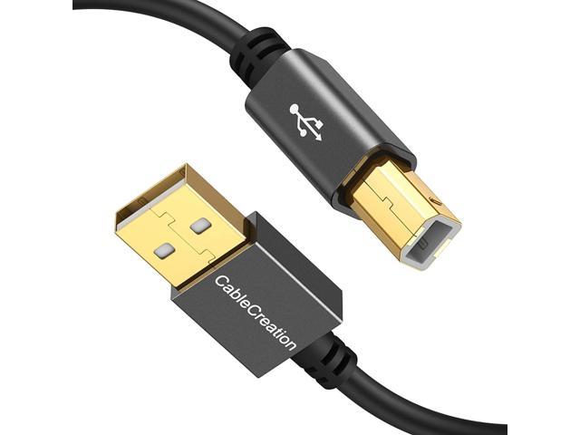 USB Printer Cable, C USB 2.0 A Male to B Male Scanner Cord, Compatible with Canon, HP, Bother, Epson, Dell, Xerox and More, 10 FT, Aluminium Case.