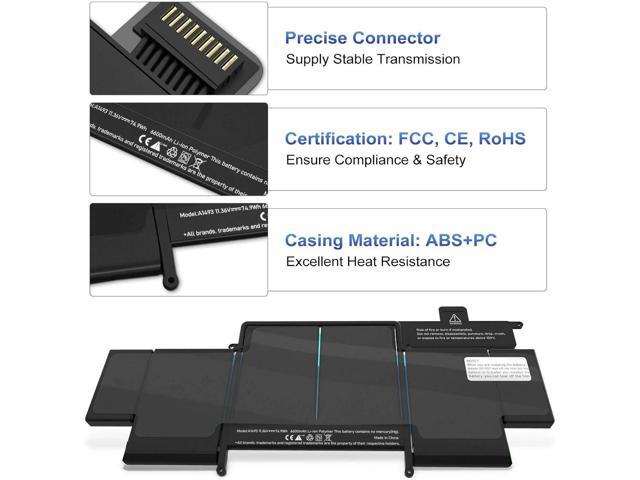 A1502 Battery Replacement for MacBook Pro (Retina,13-inch, Early 2015/Mid 2014/Late 2013) A1582 A1493 Battery for MacBook Pro A1502 [11.36V 6600mAh...