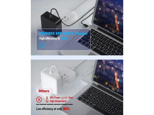 65W USB C Power Adapter, Fiattigear Type C Power PD Wall Fast Charger Compatible with Mac Book Pro, Dell Latitude, Lenovo, Huawei Matebook, HP...
