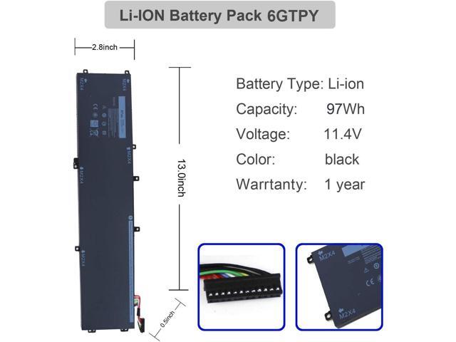 97WH 6GTPY Laptop Battery for Dell XPS 15 9560 9570 9550 7590 Precision 5520 5530 Vostro 7500 5XJ28 i7-7700HQ 5D91C GPM03 4GVGH 1P6KD