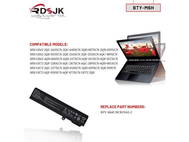 BTY-M6H Laptop Battery for MSI GE72 2QC 2QD GL62 GL62M GL72 GL62-6QD-030FR GL62-6QC MS-16J2 GE62 GE62VR GE63 GE63VR GP62 GP72 GP62MVR GP72MVR...