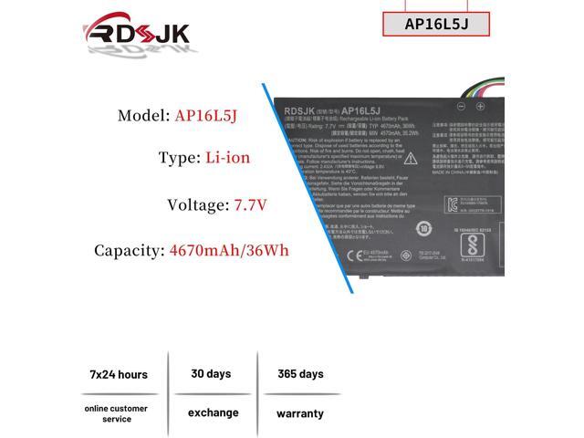 AP16L5J Laptop Battery for Acer Aspire Swift 5 SF514-52T SF514-53T Pro SF514-52TP Spin 1 SP111-32N SP111-33 SP111-34N SF514 TravelMate X5...