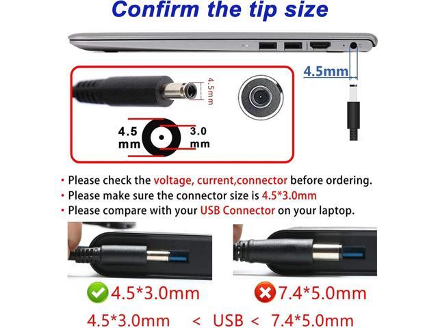 19.5V 2.31A 45W New AC Adapter Charger Power Cord for Dell Latitude 12 13 14 7350 7202 3379,XPS 11 12 13 15 9350 9360 9333 L321X L322X,17 7778 7779...