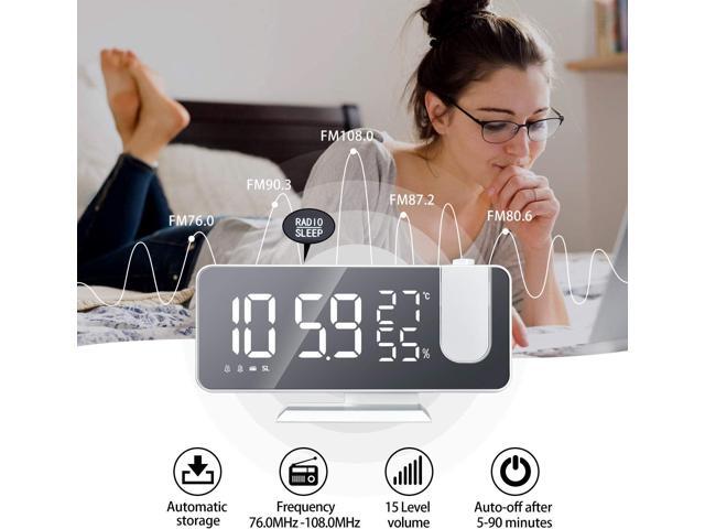 Projection Alarm Clock for Bedroom Ceiling Digital Clock Radio with USB Charger Ports, 7.3' Large LED Screen, 4 Dimmer, Dual Alarm Clock with 2...