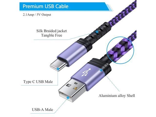 C Charger Cable Fast Charging Phone Android Power Cord 4Pack for Samsung Galaxy S24+ S23 Ultra S22 Plus Note 21/20 Ultra, S21+/S20 Plus/S21 S20...