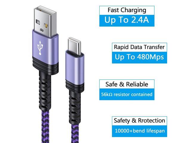 C Charger Cable Fast Charging Phone Android Power Cord 4Pack for Samsung Galaxy S24+ S23 Ultra S22 Plus Note 21/20 Ultra, S21+/S20 Plus/S21 S20...