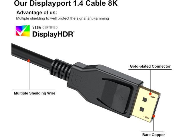 8K DisplayPort to DisplayPort 1.4 Cable, VESA Certified Display Port Cable 6ft 2-Pack, DP to DP Cable Cord with [1440P@144Hz, 1080P@240Hz,...