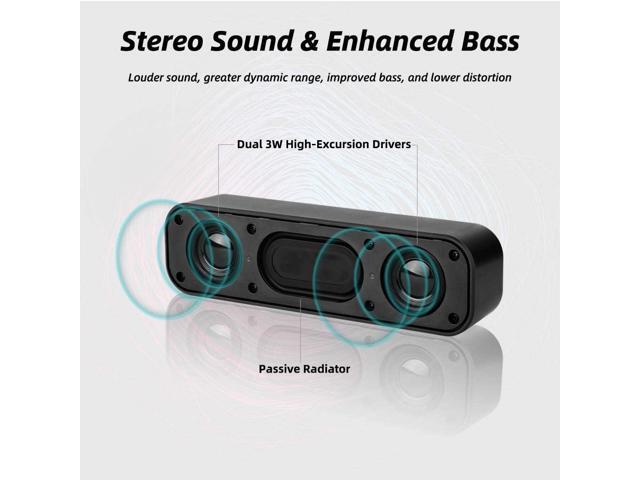 [Upgraded] USB Computer /Laptop Speaker with Stereo Sound & Enhanced Bass, Portable Mini Sound Bar for Windows PCs, Desktop Computer and Laptops