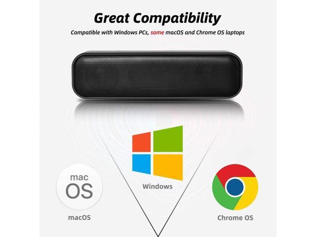 [Upgraded] USB Computer /Laptop Speaker with Stereo Sound & Enhanced Bass, Portable Mini Sound Bar for Windows PCs, Desktop Computer and Laptops