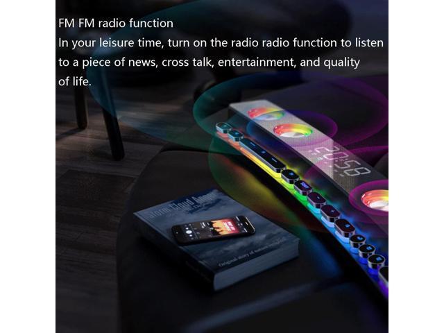 HUKSXZ Clock Bluetooth Wireless Game Speaker soundbar 3D Stereo Subwoofer,Computer Loudspeaker with Light,soundbar for tv Home Theater (Color:...
