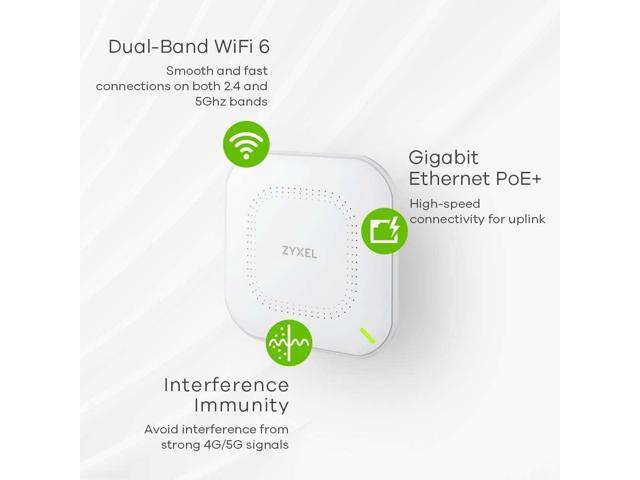 Zyxel WiFi 6 AX1800 Wireless Gigabit Access Point Mesh, Seamless Roaming, & MU-MIMO WPA3-PSK Security Cloud, App or Direct Management POE+...