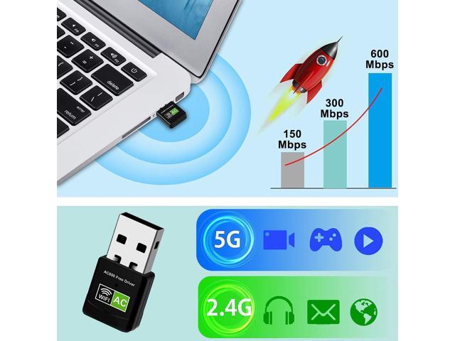 USB WiFi Adapter, 600Mbps Mini Wireless WiFi Network Adapters for Desktop Computer/Notebook PC, Dual Band 5G+2.4G WiFi Dongle Laptop External...