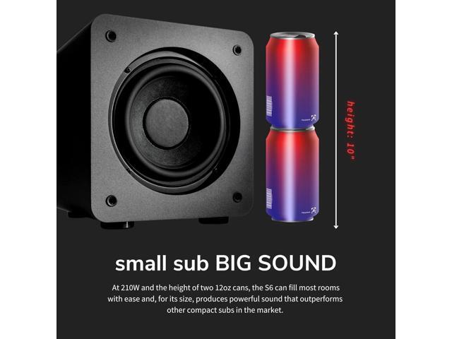 Audioengine S6 210 Watt 6' Compact Powered Subwoofer, Powerful Bass in a Small Package