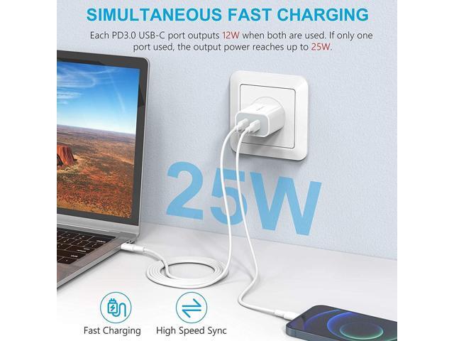 USB C Charger, Amoner 2Pack Type C Fast, Dual Port 25W PD Fast USB C Wall Charger Compatible with iPhone 14/13/12/12 mini/12 Pro/12 Pro Max, iPhone...