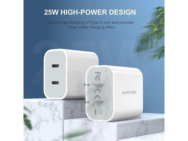 USB C Charger, Amoner 2Pack Type C Fast, Dual Port 25W PD Fast USB C Wall Charger Compatible with iPhone 14/13/12/12 mini/12 Pro/12 Pro Max, iPhone...