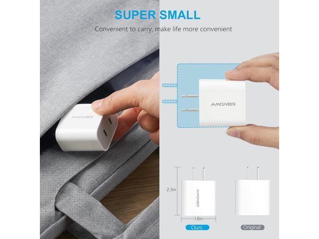 USB C Charger, Amoner 2Pack Type C Fast, Dual Port 25W PD Fast USB C Wall Charger Compatible with iPhone 14/13/12/12 mini/12 Pro/12 Pro Max, iPhone...