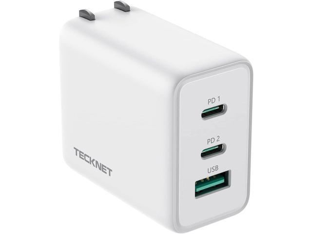TECKNET 65W GaN Wall Charger PD 3.0 USB-C Fast Charger,3-Port Foldable Travel Adapter for iPhone 16 Pro Max/16 Pro/16 Plus/16/15/Galaxy...